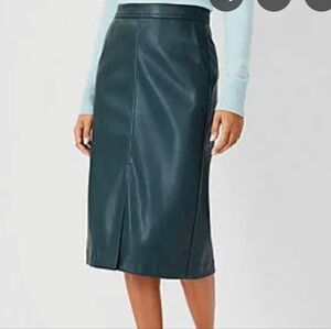 Ann Taylor Leather Green pencil skirt